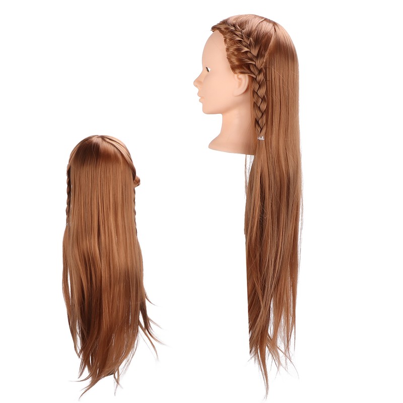 Long Hair Mannequin Head Light Brown Hairdresser Practice Training Head