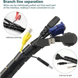 Cable Conduit - 22 mm - 3 m, Flexible Cable Duct with 20 Pieces Cable Ties (4 x 200 mm) and Retractable Tool, Spiral Hose - Cable Tunnel Safe Cable Protection - Cable Management Office - Black