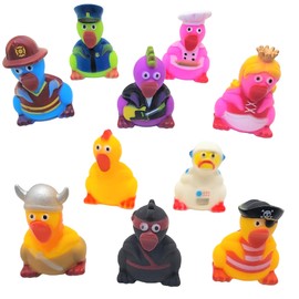 Zugar Land 2" Rubber Screaming Chicken Assortment (25 Pack) Dressed in All Different Occupation: Ninja, Rock Star, Princess, Knight, Pirate, Astronaut, and More! (25 Pack)