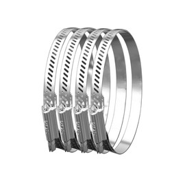 2.5 Inch Diameter SUS304 Stainless Steel Hose Clamps (4-Pack) - Adjustable 52-76mm Worm Drive Clamp for Air/Water Duct Collection.