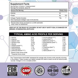 Collagen Peptides Powder for Skin, Hair and Nails, Bovine Hydrolyzed Collagen Peptides for Women and Men, Unflavored Protein Supplements, 16 oz, 45 Servings