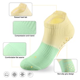 vvfxx Pilates Socks for Women, 6 Pairs Non-slip Yoga Athletic Socks for Pilates, Yoga, Ballet, Dance, Barefoot Workout & Hospital Size S(4-7)