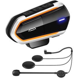 OBEST BE6 PRO Motorcycle Income Helmet Headset, 2 Persons, 300 M Intercom, Japanese Instruction Manual Included, Waterproof, Music, Siri, Audio Listening, Communication Equipment, Intercom, For