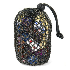 Drawstring Game Dice Pouch - Large Capacity Stainless Steel Drawstring Dice Bag for Dice Coins (Black, M)