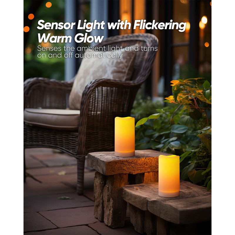 Homemory Solar Candles Outdoor Waterproof, Rechargeable Candles, Solar Powered Flameless