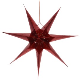 COM-FOUR® Luminous Star in 3D with LED Lighting in Warm White for Hanging, Sturdy Paper Star, Great Christmas Decoration (1 Piece, Red)