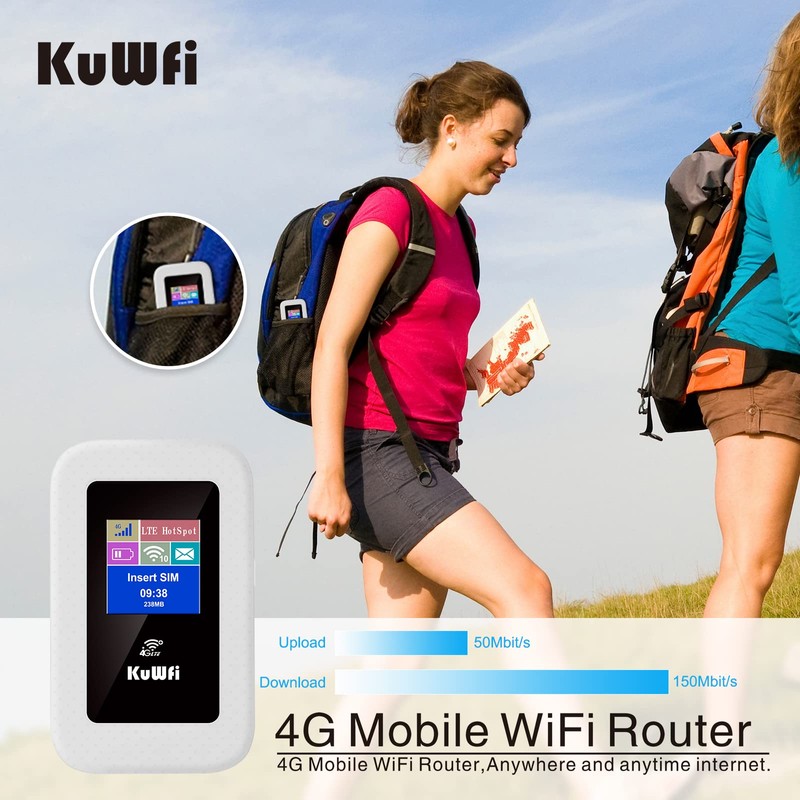 KuWFi 4G Mobile Portable WiFi 4G Wireless Router 150Mbps Hotspot