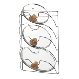 iDesign Classico Kitchen Cabinet Storage Rack for Pot, Pan Lids, 10.80" L x 3.83" W x 16.76" H, Chrome
