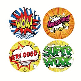 50pcs Superhero Themed Reward Stickers 1" Children's Incentive Sticker Teacher Good Behaviour