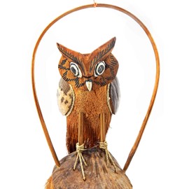 Bellaa 23394 Owl Bamboo Wind Chimes 42 Inches Tall