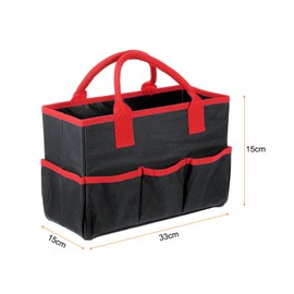 HARFINGTON Garden Tool Bag 12.99" x 5.91" x 8.66" Large Oxford Bag with Pockets Garden Tote Bag Gardening Plant Tool Organizer Storage Carrier Store for Outdoor Women Men, Black