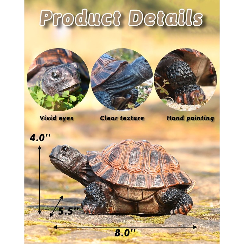 Sdeetesamjun Turtle Statue, Resin Garden Sculpture Indoor/Outdoor Yard Lawn Ornament,Home