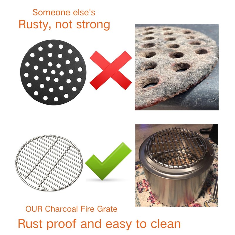 onlyfire Stainless Steel High Heat Charcoal Fire Grate for X-Large