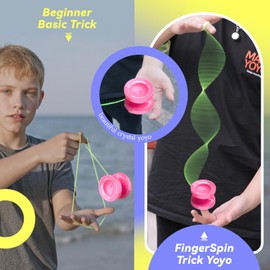 MAGICYOYO K2 Plus Crystal Responsive Yoyo for Kids, Pink Yo-yo for Beginners, Trick Yo Yo with Replacement Unresponsive Bearing for Intermediate, with 6 Yoyo Strings, Bag, Bearing Remover (Sky Pink)
