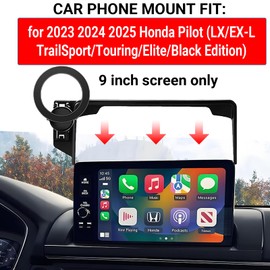 Takeyman Car Phone Holder for 2023 2024 2025 Honda Pilot Accessories(LX/EX-L/TrailSport/Touring/Elite/Black Edition),360° Rotation, Compatible with MagSafe(for 9/7-inch Screen only)
