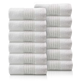 GC GAVENO CAVAILIA 12 Pack Face Towels Set (30x30 CM) - Cotton Face Cloths - Quick Drying & Highly Absorbent Fingertip Towel Washcloth For Bathroom, Spa, Gym Towels - White
