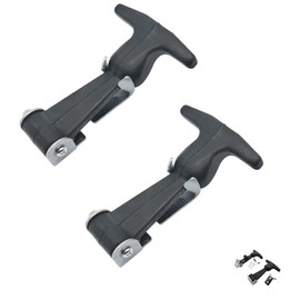 LONGHAO 2 pcs T-Handle Hasp Stainless Steel Rubber Hood Lock Set with Closures for Bonnet T-Handle with Rubber Lock for Drawer, for Bonnet with Brackets (A126B-2)