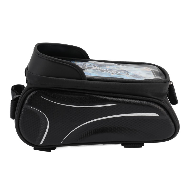 Bike Phone Mount Bag Large Capacity Waterproof Carbon Pattern PU