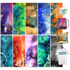 LUCKIGUCK Infusible Transfer Ink Sheets, 10 Pieces/Set, Colourful Marble, Fusible Transfer Ink Sheets, 11.5 x 30.5 cm, Colour and Pattern Transfer Film