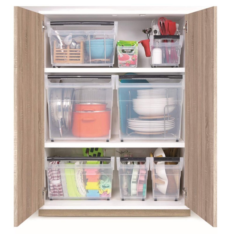 PROSPERPLAST Heavy Duty Clear Storage Box with Wheels 380x177x265mm 0.5kg,