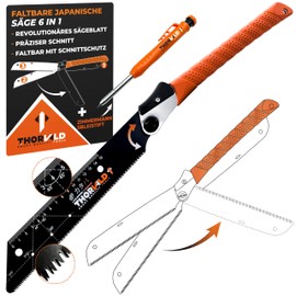 THORVALD Folding Japanese Saw 240 mm – Includes Deep Hole Marker – High Precision Professional Hand Saw Wood & PVC – Versatile Wood Saw Fine Saw Pull Saw Folding Saw Outdoor
