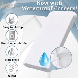 Bisoo The Magic Sheet 12x30 in / 30x75 cm - Fully Waterproof Moses Basket Sheet 2in1: Jersey Cotton Fitted Sheet & Mattress Protector - Soft Breathable Silent, Oeko-Tex, White