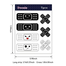 awlbed 7 PCS Automotive Band-aid Decals, Funny and Cute Bandage Bumper Dtickers, Waterproof Decorative Vinyl Debossed Reflective Automotive Decals, Universal for Most Cars (Black)