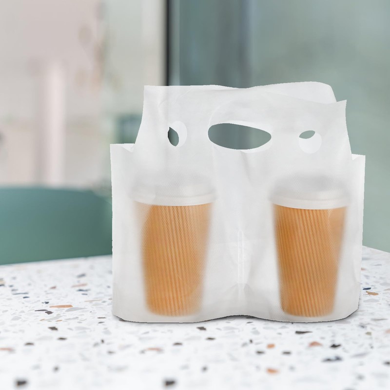 DEAYOU 200 PCS Handle Drinking Poly Bag, Clear Plastic Drink