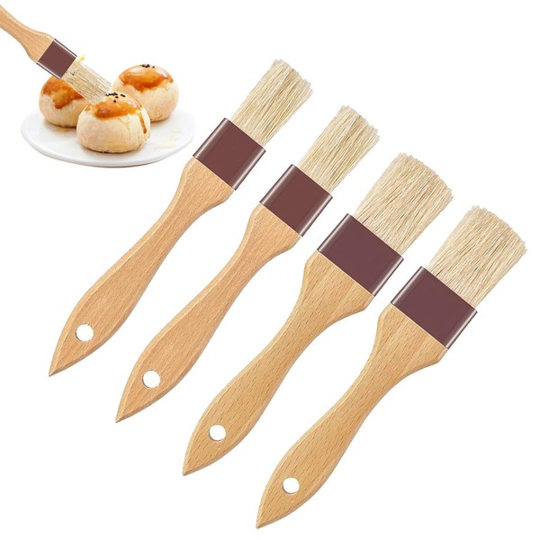 4 Pcs Pastry Brushes, Pastry Brush with Beech Wooden Handle,