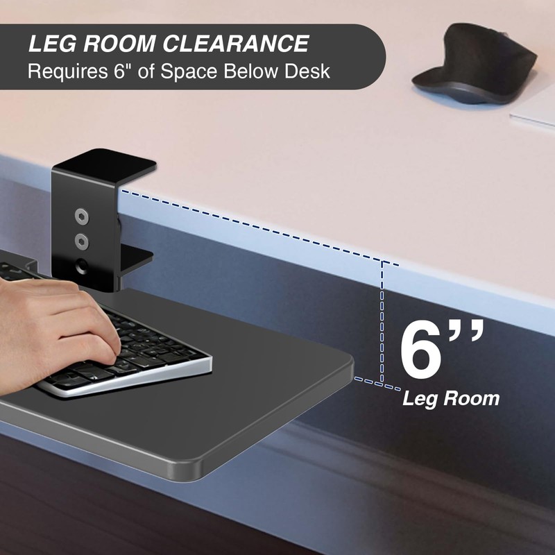 Large Under Desk Rotatable Computer Keyboard and Mouse Tray, Extra