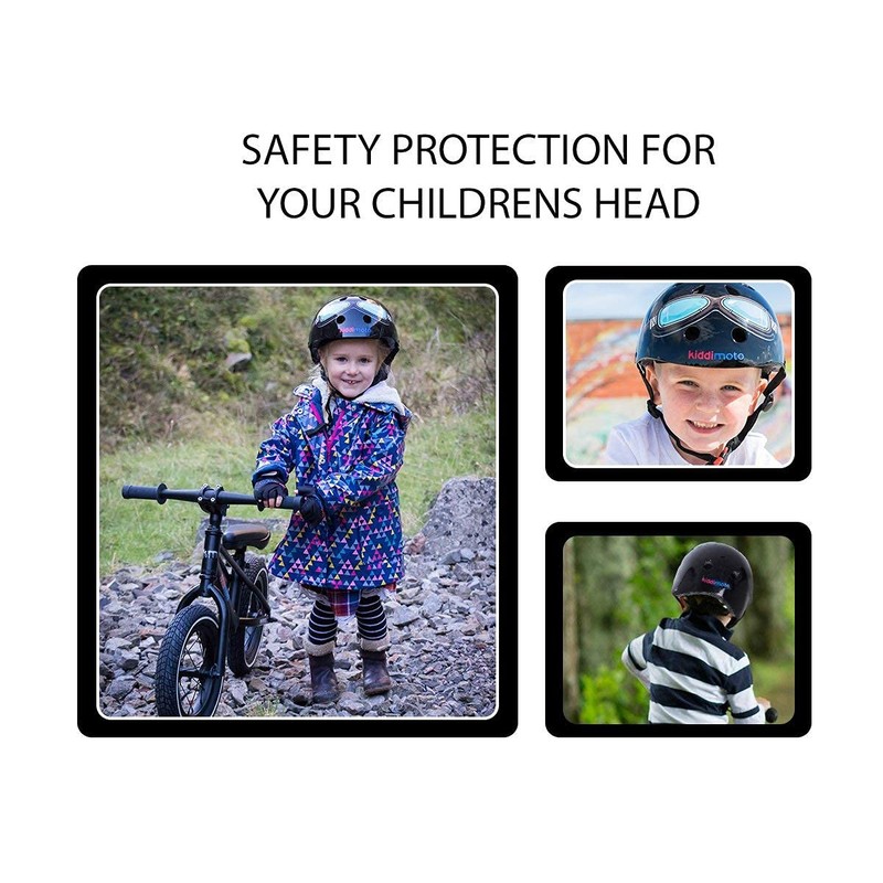 Kiddimoto KMH044M - Fahrrad Skater Helm für Kinder Black Goggle,