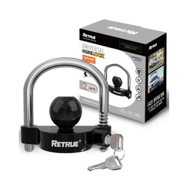 RETRUE Universal Coupler Lock Trailer Locks Ball Hitch Trailer Hitch Lock Adjustable Security Heavy-Duty Steel fits 1-7/8 Inch, 2 Inch, 2-5/16 Inch Couplers, Black