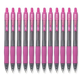 Pilot G2 Pink Gel Pen, Retractable, Rubber Grip, 0.7mm Fine Point, Dozen (31174)