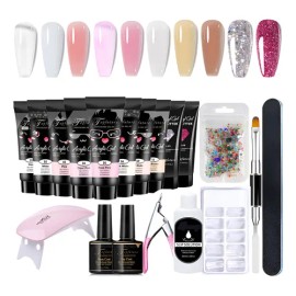 Kit Uñas Polygel Acrílica 15mlx10 Completo Base+top Manicure