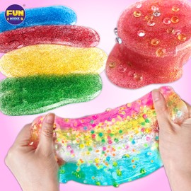 35.16 FL OZ Clear Slime for Kids 6-12, FunKidz 4 Pack Huge 1040 ML Glassy Slime Pack Toy Premade Water Crystal Slime Kit for Girls Boys Party Gift