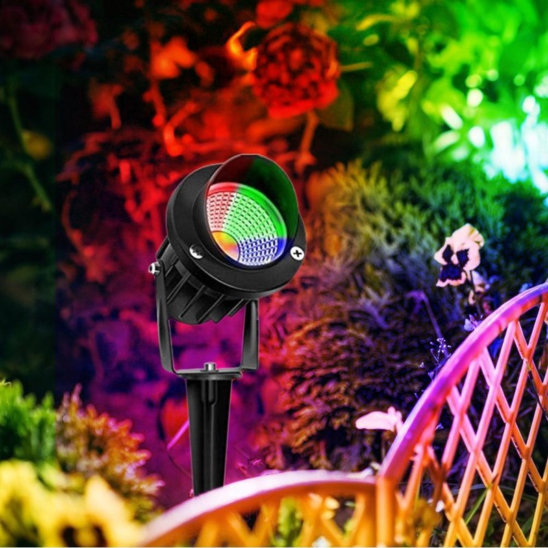 COB Landscape Spotlights RGB Colorful Lighting with Ground Spike Remote