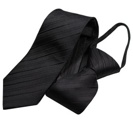 Michi Kolondon MKZ-BST7 Men's One-Touch Necktie, No Tie, Black Necktie, Formal Dress, Buddhist Services, Funerals, Funerals, Funeral Necktie, Brand Koshino Striped, Slim, 2.8 inches (7 cm), Silk, 100%