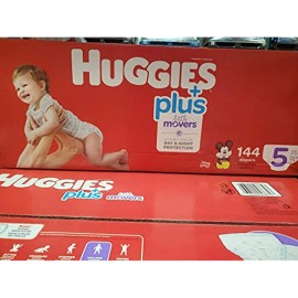 Huggies Little Movers Plus and Little Snugglers Plus Diapers with 3-in-1 - SIZE 5 (27+ LB / 12+ KG), 144 COUNT