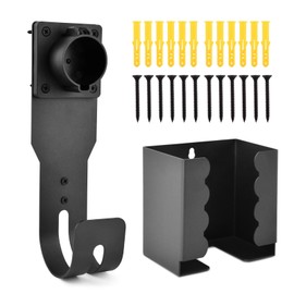 EV Charger Holder Wall Mount Kit, EV Charger Holster Dock for SAE J1772 Connector J-Hook Chargers Cable Holder, EVs Charging Box Holder for Outdoor/Indoor(Color:Black)