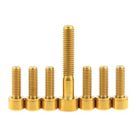 Yaruijia Titanium M5x16 18 20mm Bolt for Bicycle Stem with M6x35mm Headset Top Cap Bolt (M5x18mm+M6x35mm, Gold)