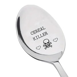 Novelty Cereal Killer Spoon, Stainless Steel, Funny Skull Design
