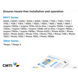 CMYi 64XL Color Replacement Ink Cartridge for HP ENVY 7955e, 7958e, 6222, 6234, 6252, 6255, 7134, 7155, 7158, 7822, 7832, 7855, 7858e, 6220, 6230, 6232, 6252, 6255, 6258, 7120, 7130, HP Tango, Tango X
