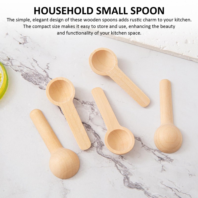 30 Pieces Spice Spoons, 1 Piece Storage Bag, Mini Wooden