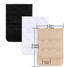 Closecret Women's Nylon Bra Extender Multi-Size Brassiere Strap Extension (3 Hooks 1/2 Inch Spacing)
