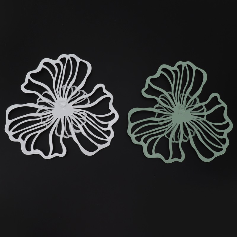 5PCS Metal Flower Wall Decor Iron Wall Art White Green