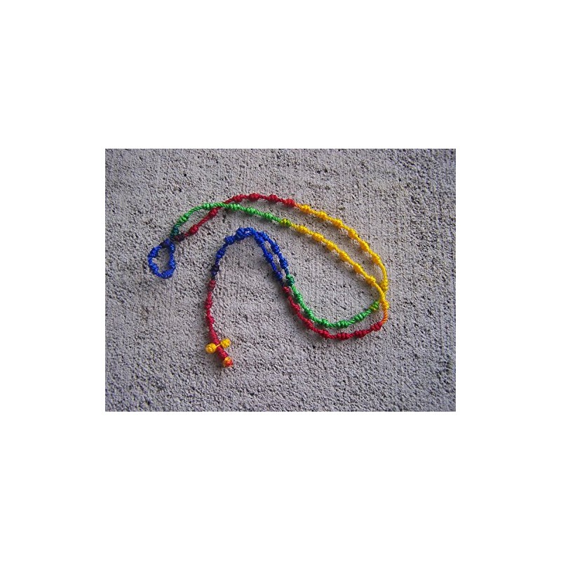Gay Pride Rainbow Hand-Tied Cord Rosary - Mexico