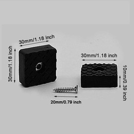 XNJIHWA 16pcs Rubber Buffer Square Rubber Feet Screwable Non-Slip Furniture Foot Protection for Furniture, Tables, Chairs and Floors with Screws, 30 x 30 x 10 mm