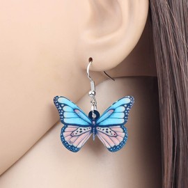 Bonsny Drop Dangle Nymphalidae - arete de mariposa con base de cepillo para polvo para mujeres y niñas Azul