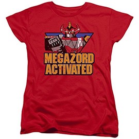 Trevco Power Rangers Megazord Activated Women's T Shirt, Small Red