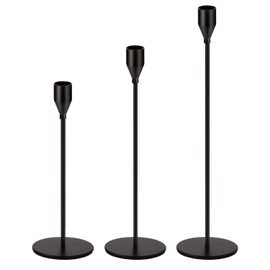 Oatnauxil Matte Black Candle Holders Black Candlestick Holders Metal Candle Holder for Wedding, Dinning, Party, Fits 3/4 inch Thick Candle&Led Candles (Set of 3 Pcs)